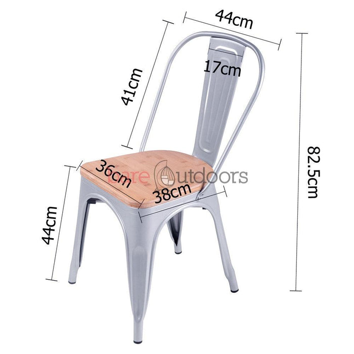 Replica Tolix Chair Timber Top - Metal - Bare Outdoors