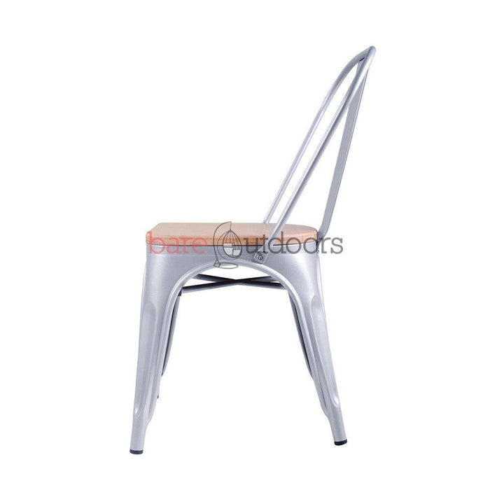 Replica Tolix Chair Timber Top - Metal - Bare Outdoors