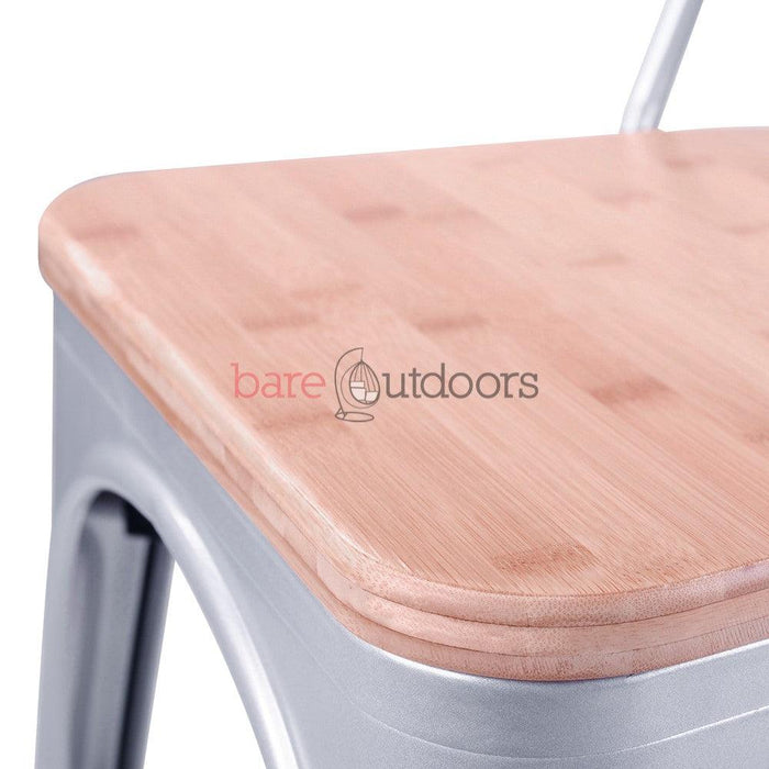 Replica Tolix Chair Timber Top - Metal - Bare Outdoors