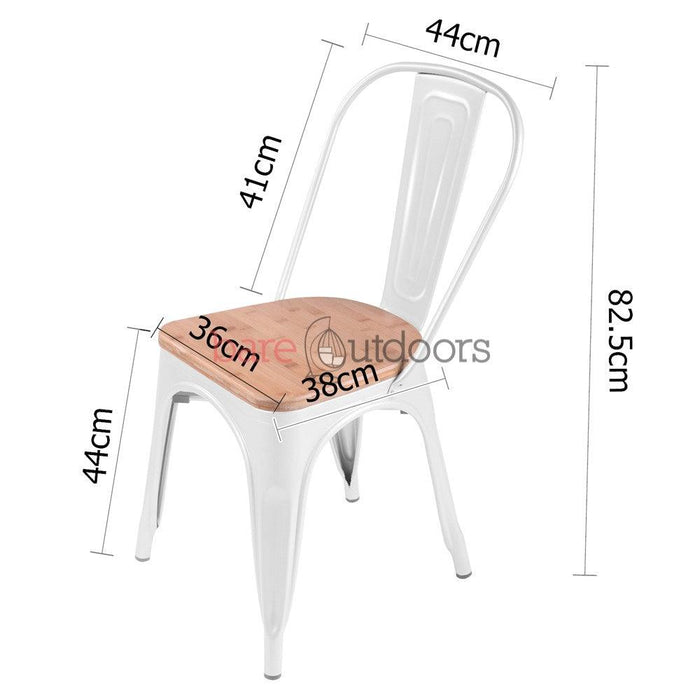 Replica Tolix Chair Timber Top - White - Bare Outdoors