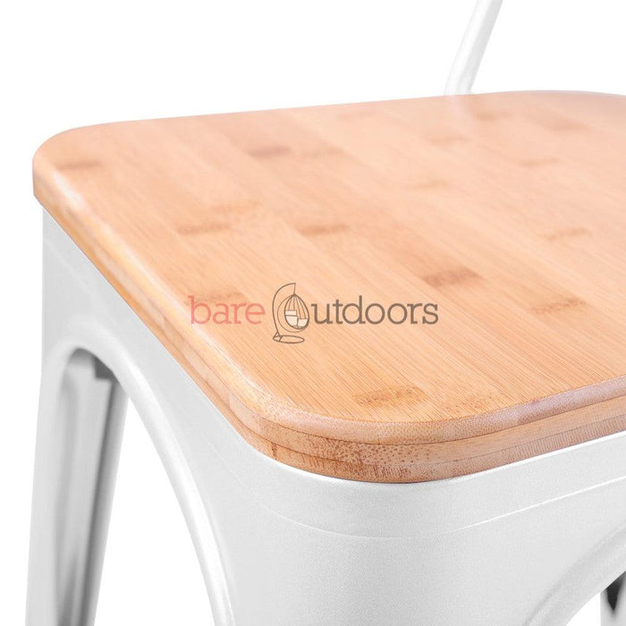 Replica Tolix Chair Timber Top - White - Bare Outdoors