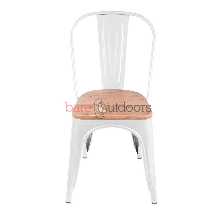 Replica Tolix Chair Timber Top - White - Bare Outdoors