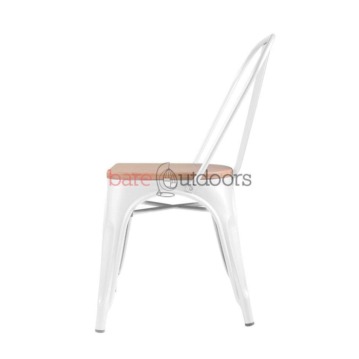 Replica Tolix Chair Timber Top - White - Bare Outdoors