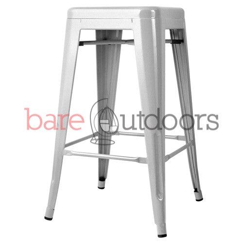 Replica Tolix Bar Stool 66cm - Silver - Bare Outdoors