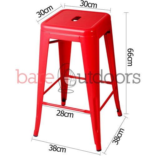 Replica Tolix Bar Stool 66cm - Red - Bare Outdoors