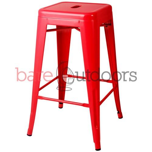 Replica Tolix Bar Stool 66cm - Red - Bare Outdoors