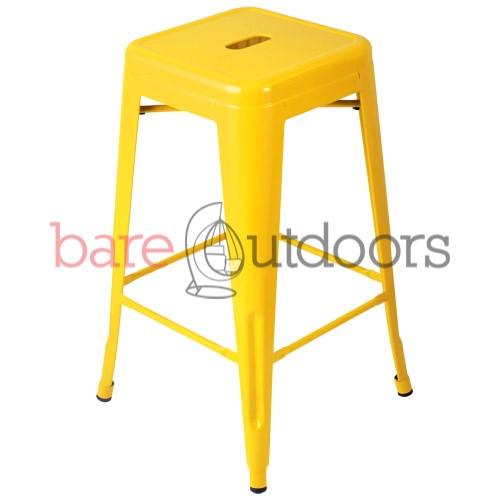 Replica Tolix Bar Stool 66cm - Yellow - Bare Outdoors