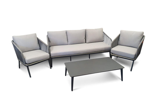 Velessaru 5 Seat Aluminium & Rope Lounge Suite - Bare Outdoors