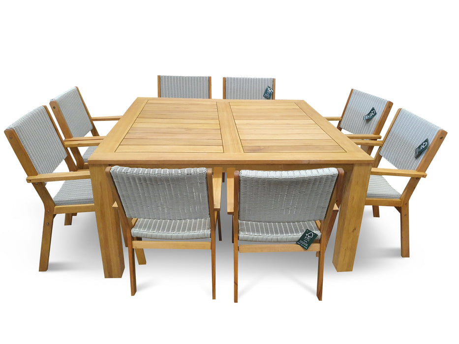 Coral 8 Seat Sqaured Outdoor Dining Setting - Bare Outdoors