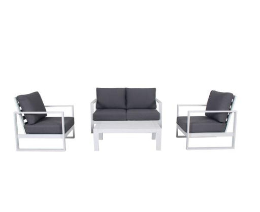 Salerno 4 Pce Lounge Setting Sand Matt White - Bare Outdoors