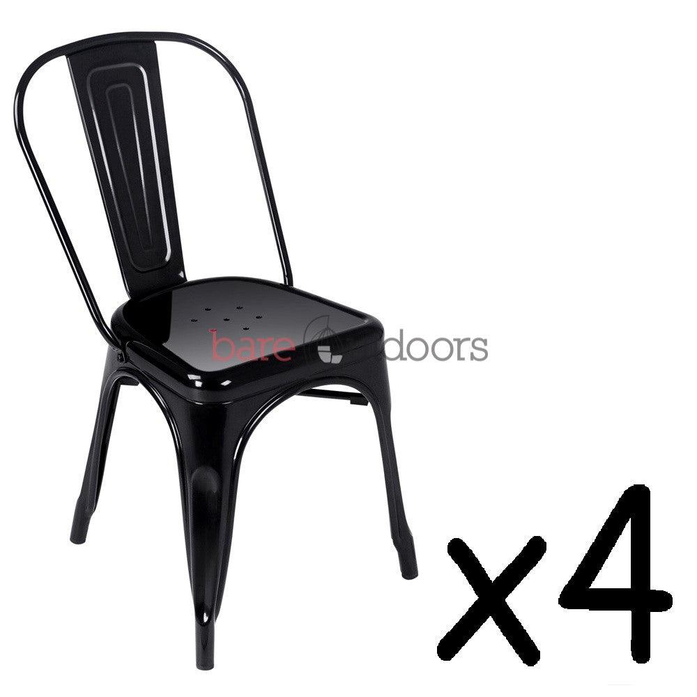 Set of 4 - Replica Tolix Chair - Black - Bare Outdoors