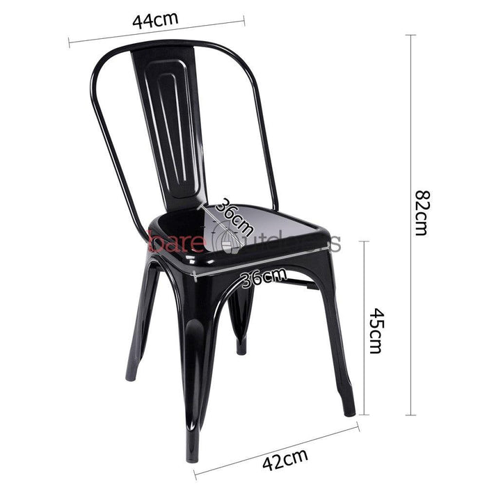 Set of 4 - Replica Tolix Chair - Black - Bare Outdoors