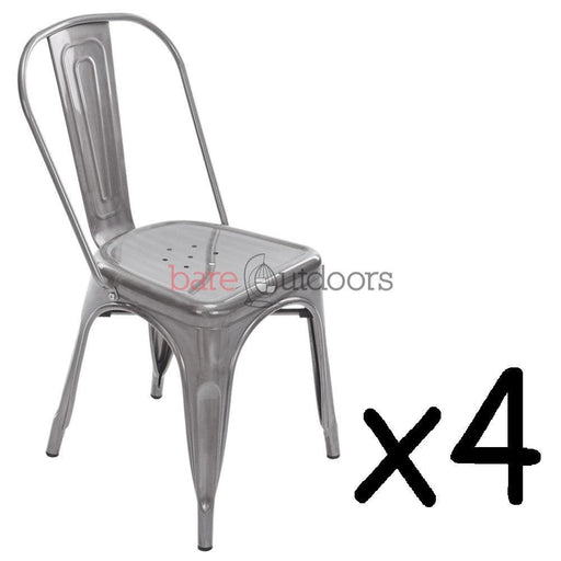 Set of 4 - Replica Tolix Premium Chair - Galvanized - Bare Outdoors