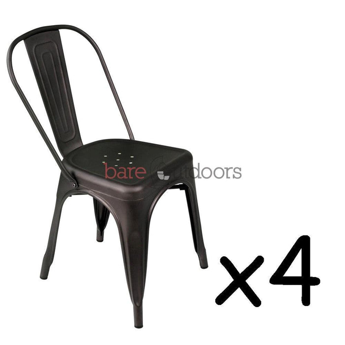 Set of 4 - Replica Tolix Chair - Gunmetal - Bare Outdoors