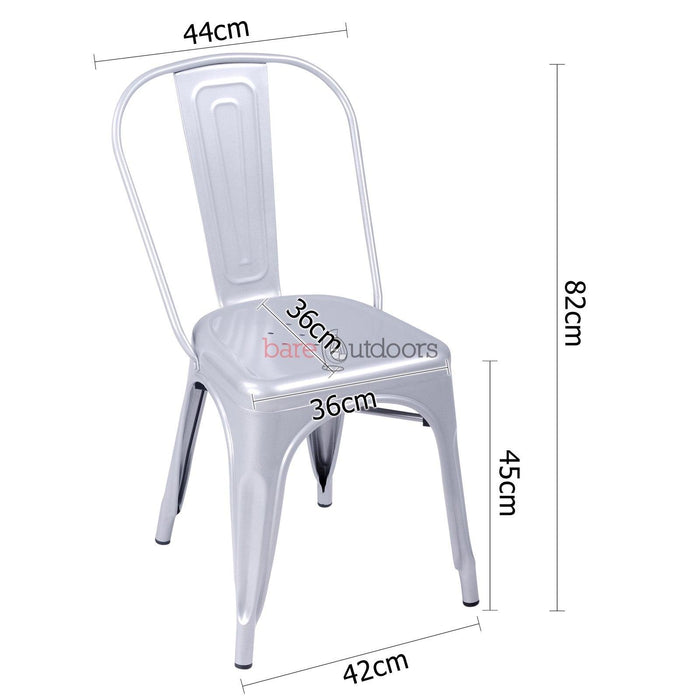 Set of 4 - Replica Tolix Chair - Silver - Bare Outdoors