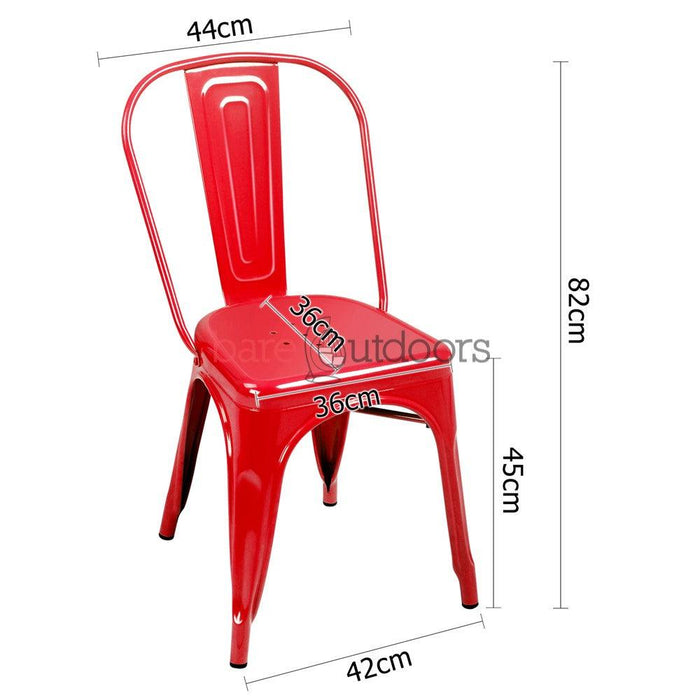 Set of 4 - Replica Tolix Chair - Red - Bare Outdoors