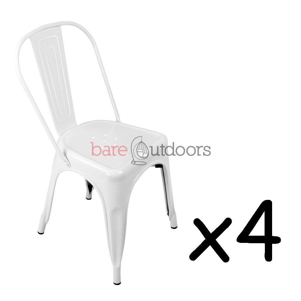 Set of 4 - Replica Tolix Chair - White - Bare Outdoors