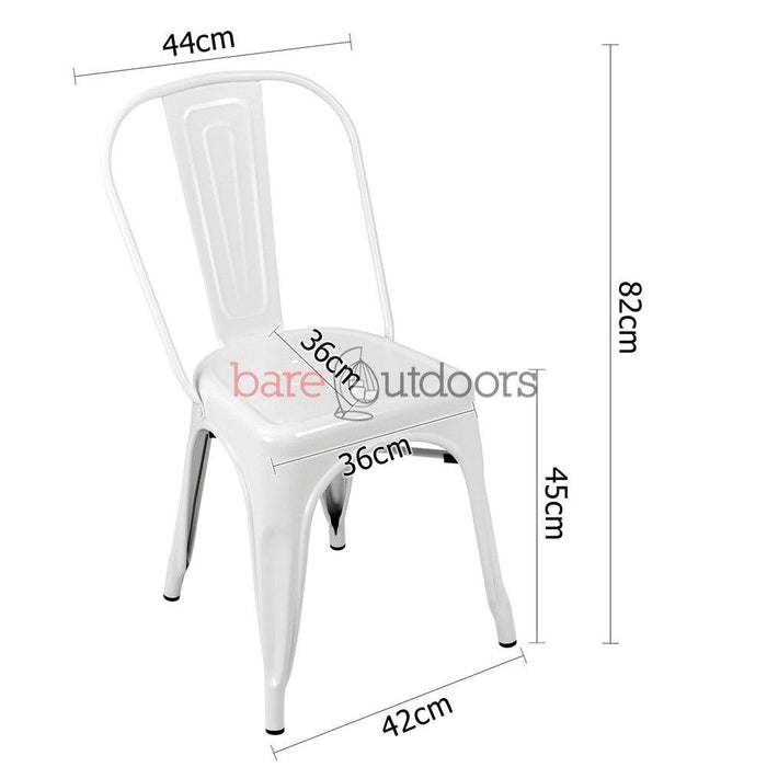 Set of 4 - Replica Tolix Chair - White - Bare Outdoors