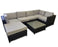 Cairns 7 Piece 6 Seater Lounge Set Black Wicker with Light Grey Cushions - Bare Outdoors