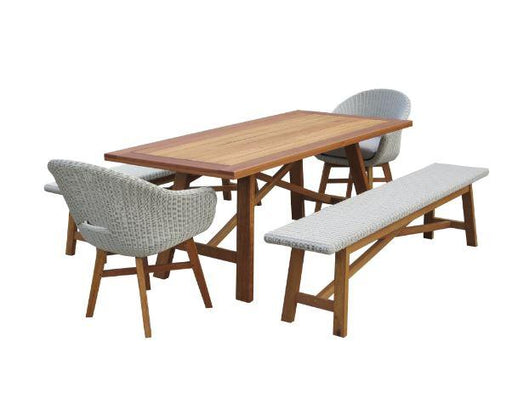 Ascot Table + 2x Ascot Chairs + 2x Ascot 1800L Bench - Bare Outdoors