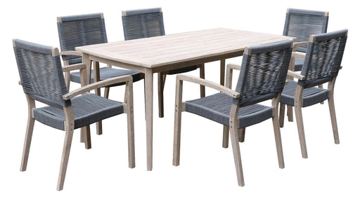 Hudson 6 Seat Rope Weave & Timber Dining Setting - Bare Outdoors