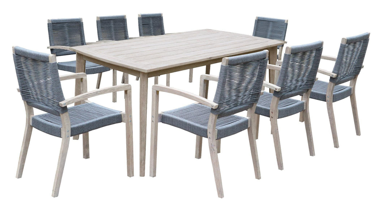 Hudson 8 Seat Rope Weave & Timber Dining Setting - Bare Outdoors