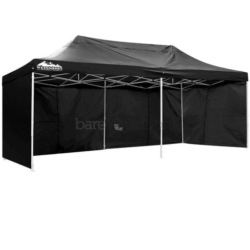 3m x 6m Folding Outdoor Gazebo Marquee Black - Bare Outdoors