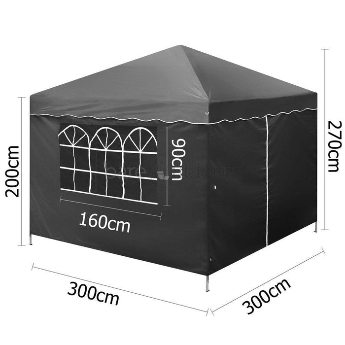 Black Outdoor Marquee - 3m x 3m: Easy-to-set-up gazebo for outdoor use.