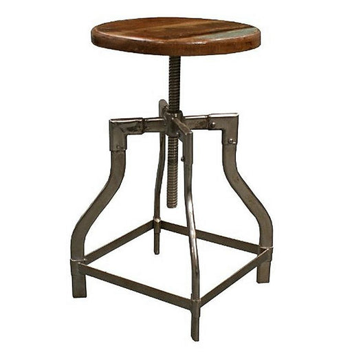 Recycled Timber Top Stool with Silver Metal Base - Bare Outdoors