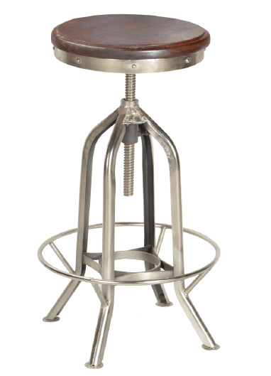 Industrial Nickel Plated Stool - Bare Outdoors