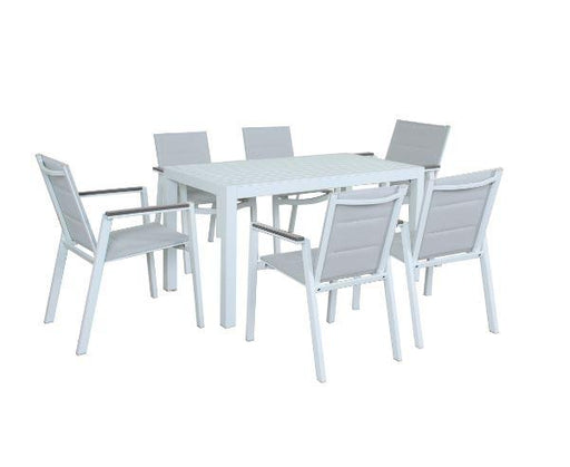 Boredeaux 6 Seat Outdoor Dining Setting Matte White - Bare Outdoors