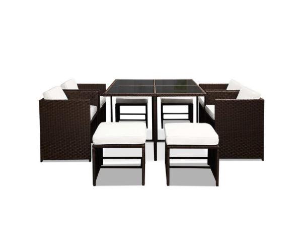 Rosarito Outdoor Dining Set Brown & White 8 Seater - Bare Outdoors