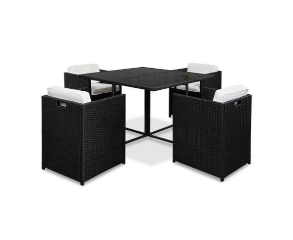 Belize Outdoor Dining Set Black & White 4 Seater - Bare Outdoors