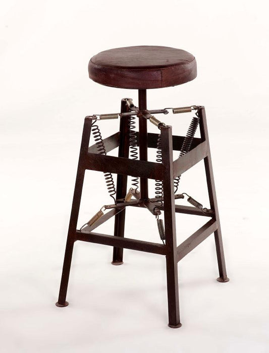 Spring Industrial Leather Top Stool - Bare Outdoors