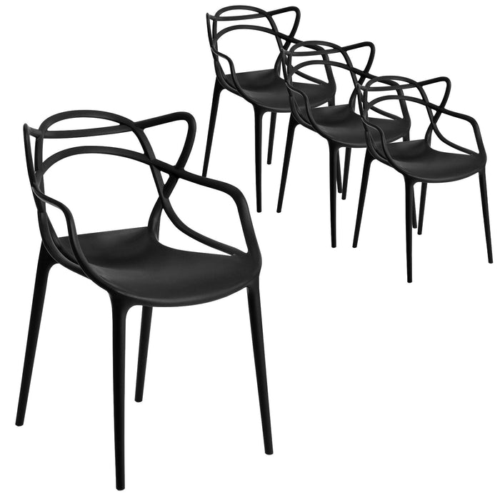 Set of 4 Ribbon Outdoor Dining Chair Black - Bare Outdoors