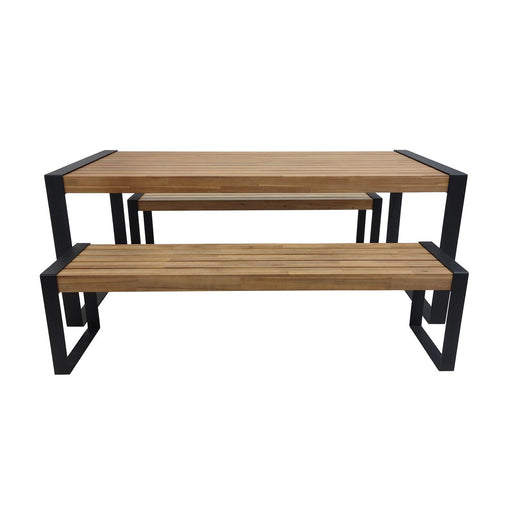 Cairns Acacia Wood Dining and Bench Setting - Bare Outdoors