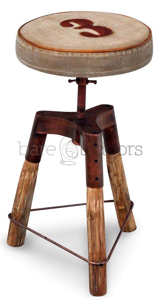 Provincial Industrial 3 Wind Up Bar Stool - Bare Outdoors