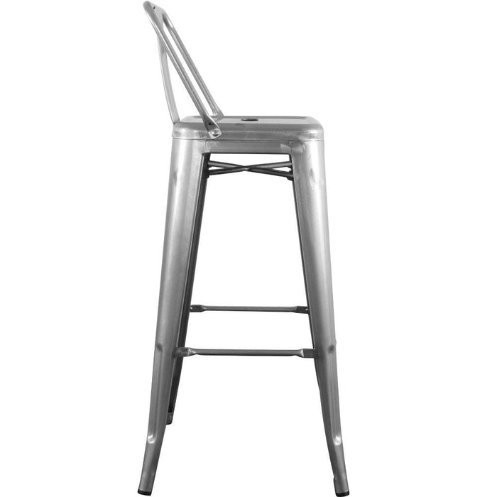 Replica Tolix Low Back - High Stool Chair 75cm - Galvanized - Bare Outdoors