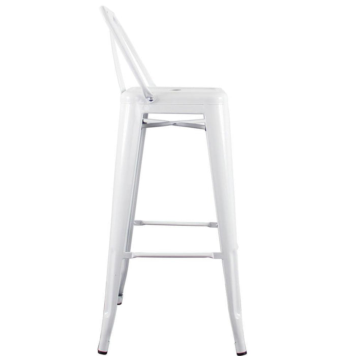 Replica Tolix Bar Stool Low Back - High Stool Chair 75cm - White - Bare Outdoors