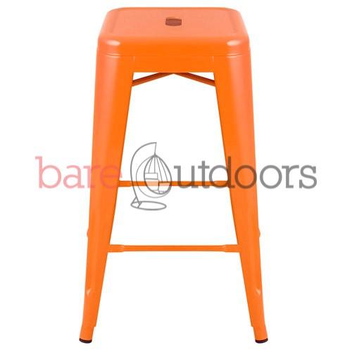 Set of 4 - Replica Tolix Bar Stool 66cm - Orange - Bare Outdoors