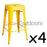 Set of 4 - Replica Tolix Bar Stool 66cm - Yellow - Bare Outdoors