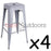 Set of 4 - Replica Tolix Bar Stool 75cm - Silver - Bare Outdoors