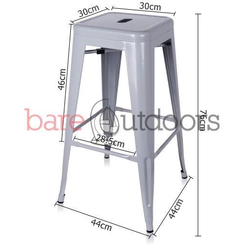 Set of 4 - Replica Tolix Bar Stool 75cm - Silver - Bare Outdoors