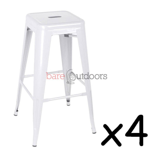 Set of 4 - Replica Tolix Bar Stool 75cm - White - Bare Outdoors