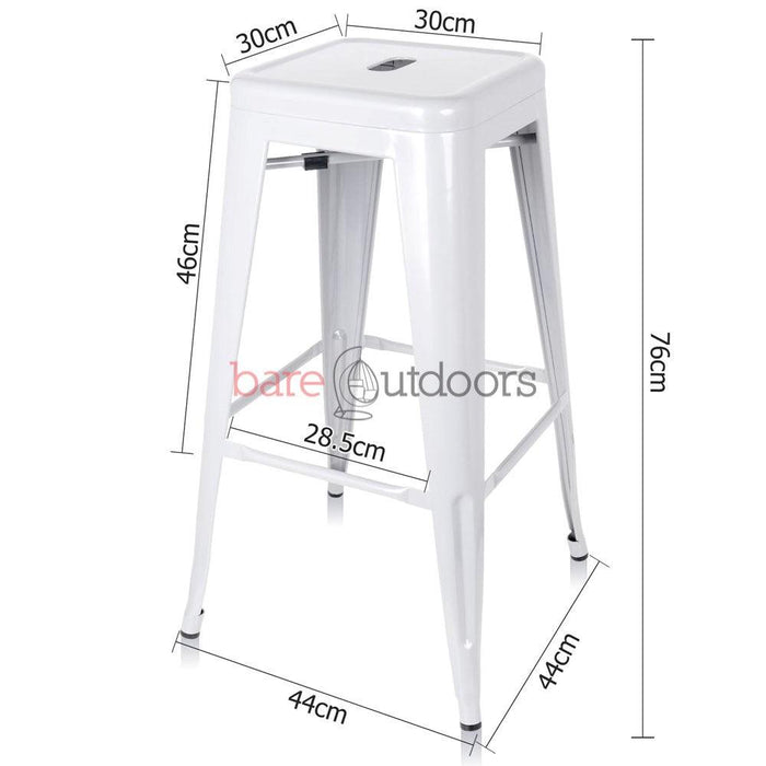 Set of 4 - Replica Tolix Bar Stool 75cm - White - Bare Outdoors