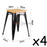Set of 4 - Replica Tolix Bar Stool 45cm - Timber Seat - Black - Bare Outdoors