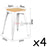 Set of 4 - Replica Tolix Bar Stool 45cm - Timber Seat - White - Bare Outdoors