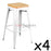 Set of 4 - Replica Tolix Bar Stool 65cm - Timber Seat - White - Bare Outdoors