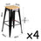 Set of 4 - Replica Tolix Bar Stool 75cm - Timber Seat - Black - Bare Outdoors