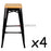 Set of 4 - Replica Tolix Bar Stool 75cm - Timber Seat - Black - Bare Outdoors